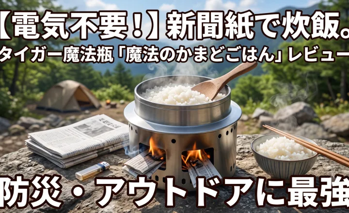 タイガー魔法の魔法のかまどごはん（KBD-X100）での新聞紙炊飯の様子