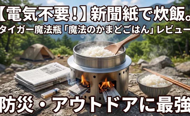 タイガー魔法の魔法のかまどごはん（KBD-X100）での新聞紙炊飯の様子